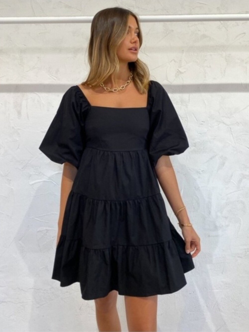 Faithfull The Brand Black Tiered Eryn Dress Size Medium